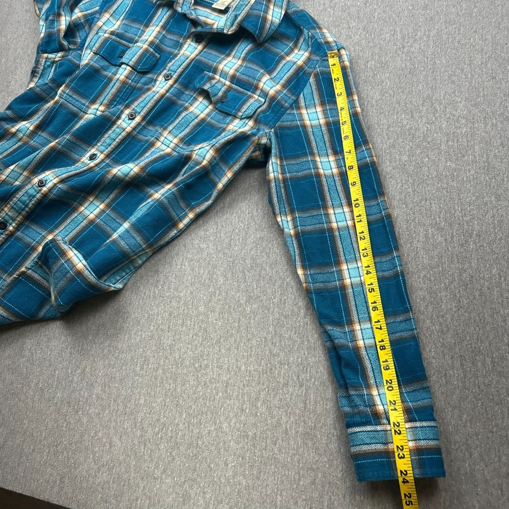 LL Bean Long Sleeve Button Up Slightly Fitted Flannel Shirt Mens Medium Blue - Picture 9 of 14